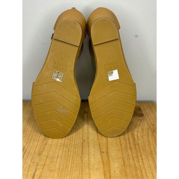 Eileen Fisher Women’s Mara Tumbled Leather Wedge Heel Strappy Sandal Tan Sz 5 - Picture 5 of 5